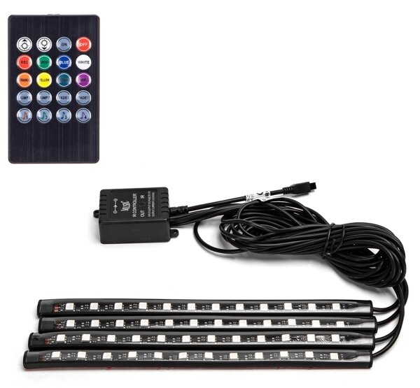 Aigostar - Benzi LED RGB reglabile pentru mașină LED/4,5W/5V + telecomandă