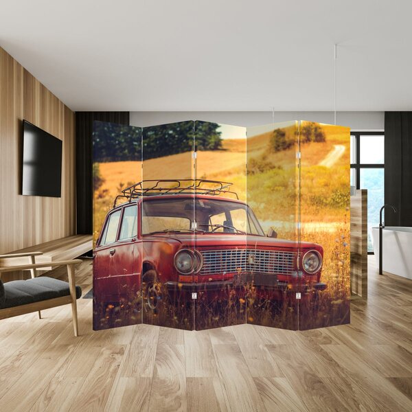 Paravan - Mașină în câmp (210x170 cm)