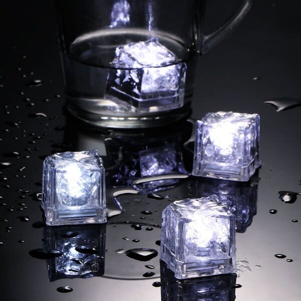 Cuburi de gheata luminoase cu LED RGB, 2.7x2.7 cm, set 12 piese