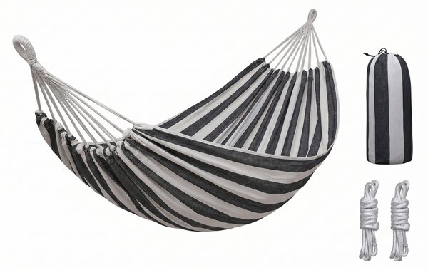 Hamac ZENVIO 200x80 cm, gri-alb + geanta gratuita