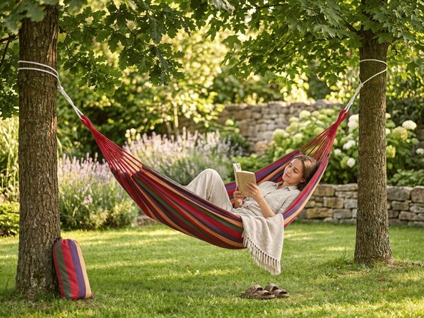 Hamac ZENVIO 200x100 cm, rosu + geanta gratuita