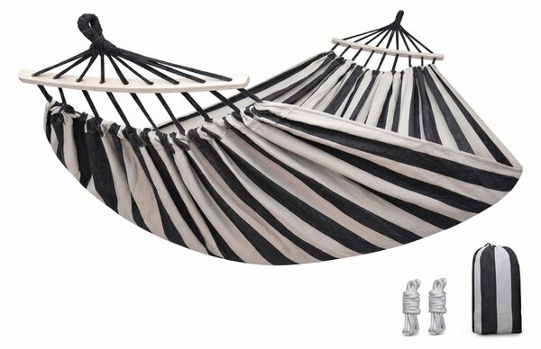 Hamac ZENVIO COMFORT 200x80 cm, gri-alb + geanta gratuita