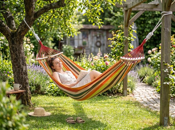 Hamac ZENVIO COMFORT 200x80 cm, portocaliu + geanta gratuita