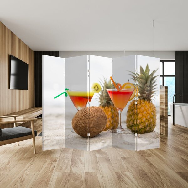 Paravan - Ananas și pahare pe plajă (210x170 cm)