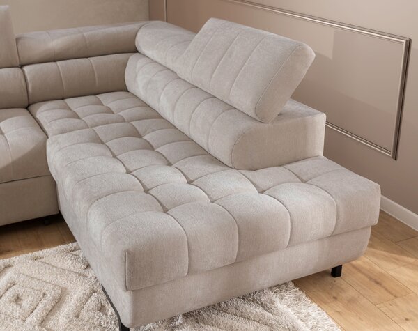 Colțar extensibil Tyrion L cu șezlong dreapta - chenille bej Vibe 08