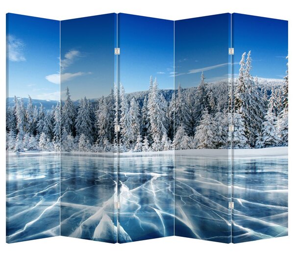Paravan - Lacul înghețat și copacii înzăpeziți (210x170 cm)