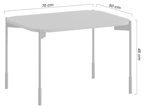 Măsuță de cafea dreptunghiulară Sonatia 70 cm cu picioare metalice - verde măsliniu