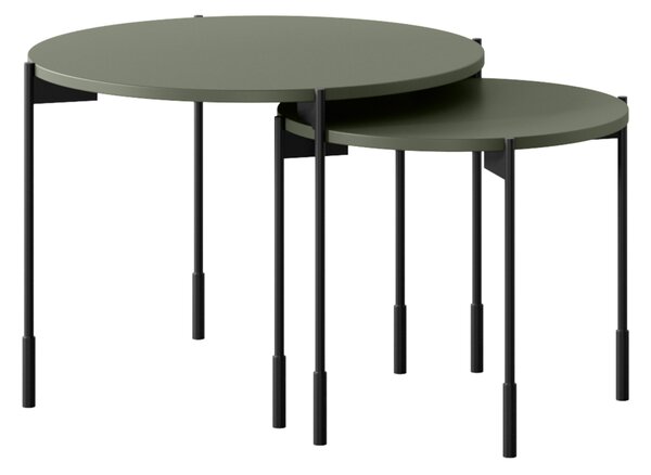 Măsuță de cafea rotundă Sonatia 45 cm cu picioare metalice - verde măsliniu