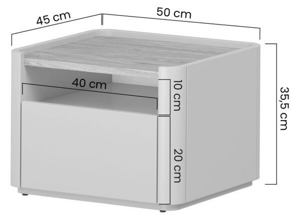 Noptieră Elivo 50 cm cu sertar - eucalipt / stejar baltic dune