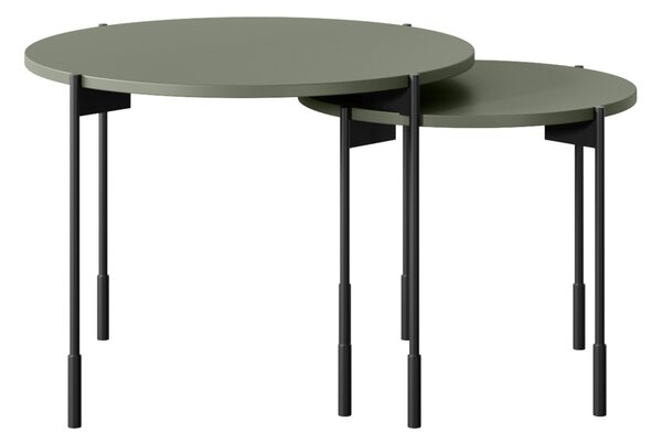 Măsuță de cafea rotundă Sonatia 45 cm cu picioare metalice - verde măsliniu
