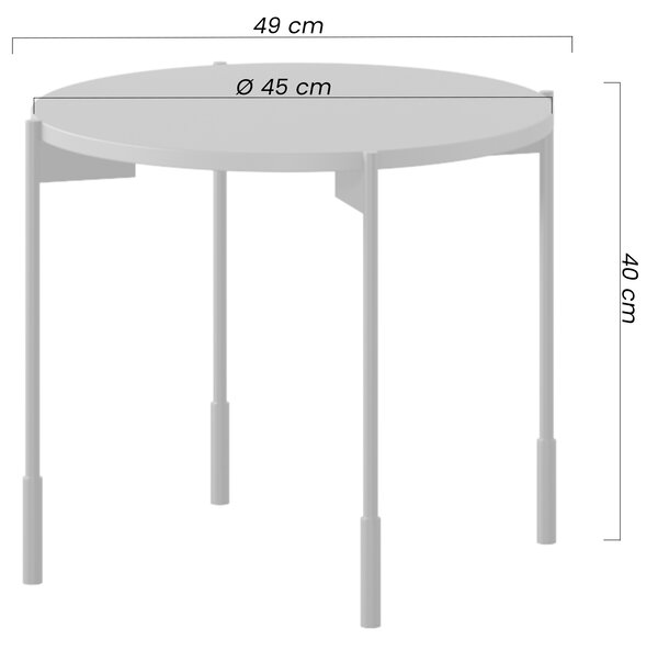 Măsuță de cafea rotundă Sonatia 45 cm cu picioare metalice - burgundy