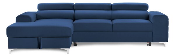 Colțar Extensibil LOFT NEW, cu lada depozitare, tetiere reglabile, 290x170x95 cm, Albastru-Velluto / Stanga