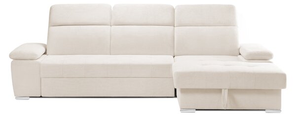 Colțar Extensibil TRENDY, cu ladă de depozitare, cu tetiere reglabile, variante stânga/dreapta 295x170x105 cm, Crem-Memphis / Dreapta
