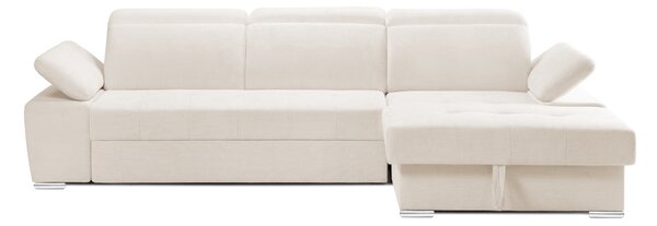 Colțar Extensibil TRENDY, cu ladă de depozitare, cu tetiere reglabile, variante stânga/dreapta 295x170x105 cm, Crem-Memphis / Stanga