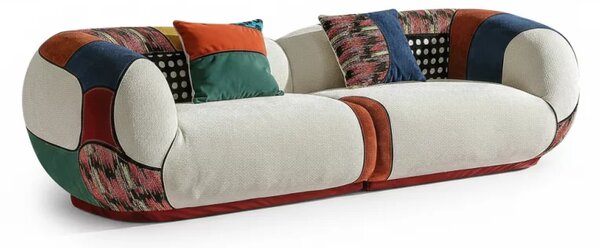 Canapea Patchwork – 3 locuri, spumă de înaltă calitate, compresată, fără asamblare