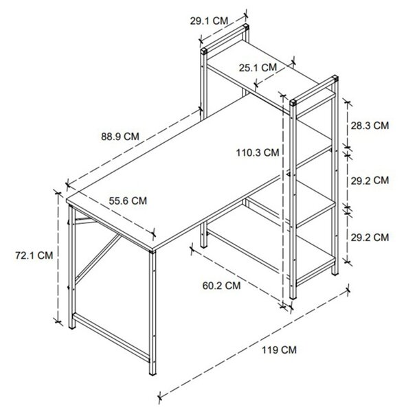 Birou fix metalic Start H, dimensiune 120x60cm blat Antracit 18 mm