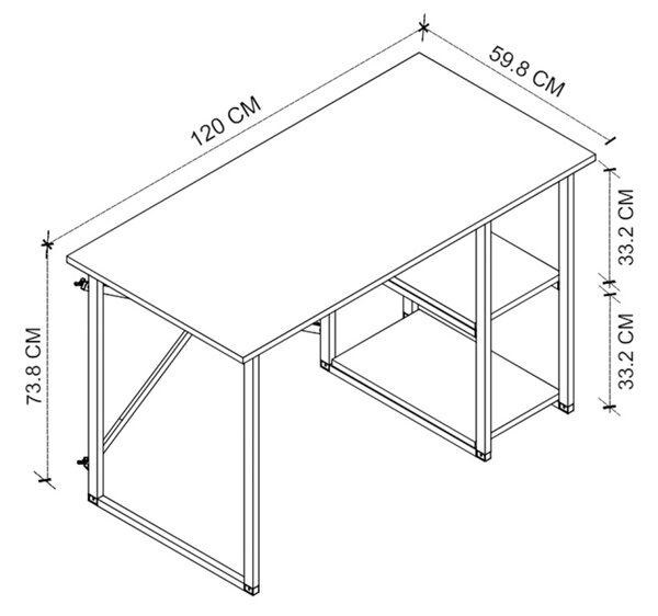 Birou fix metalic Start 25, dimensiune 120x60 cm blat Stejar Deschis 18 mm