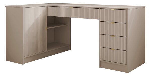 Birou de colt Comfivo Papilio II, Bej, PAL laminat, MDF, 76x158x98cm, 58.9 kg