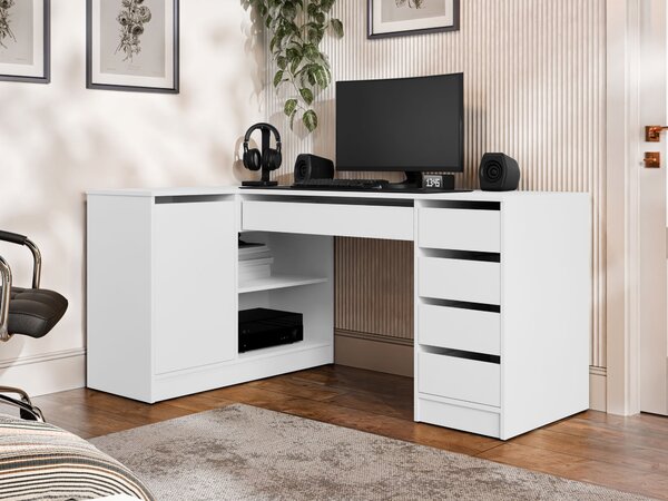Birou de colt Comfivo Terros III, Alb, PAL laminat, 76x158x98cm, 57.9 kg