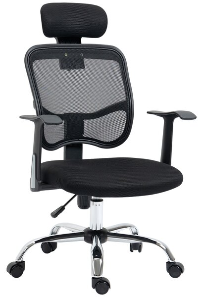 Vinsetto Scaun de Birou Ergonomic și Reglabil cu Tetieră, Negru | Aosom Romania
