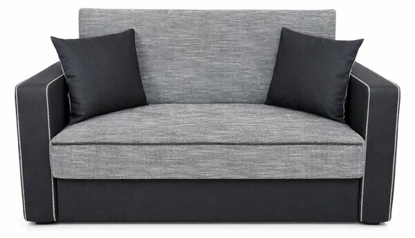Canapea SAMY NEXT extensibila, 2 locuri, cu lada de depozitare, stofa gri inchis cu gri deschis, cadru metalic, 152x100x92 cm stofa, Gri Inchis + Gri