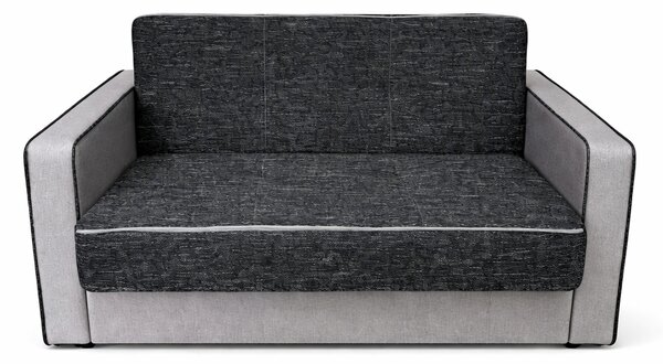 Canapea SAMY NEXT extensibila, 2 locuri, cu lada de depozitare, stofa gri cu negru, cadru metalic, 152x100x92 cm Gri + Negru, stofa