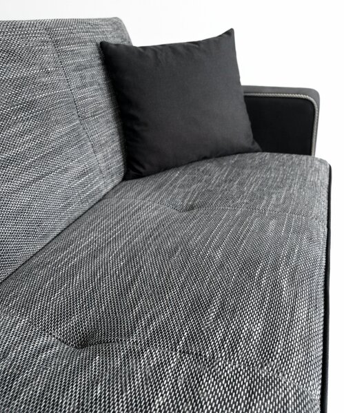 Canapea SAMY NEXT extensibila, 2 locuri, cu lada de depozitare, stofa gri inchis cu gri deschis, cadru metalic, 152x100x92 cm stofa, Gri Inchis + Gri