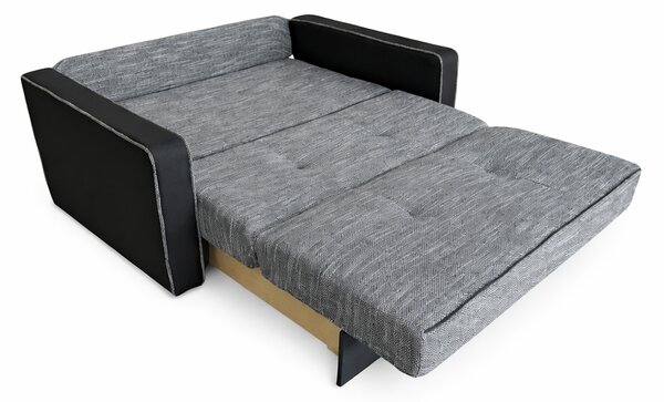 Canapea SAMY NEXT extensibila, 2 locuri, cu lada de depozitare, stofa gri inchis cu gri deschis, cadru metalic, 152x100x92 cm stofa, Gri Inchis + Gri