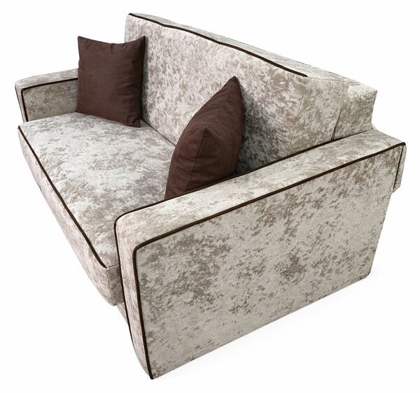 Canapea SAMY NEXT extensibila, 2 locuri, cu lada de depozitare, catifea plusata bej , cadru metalic, 152x100x92 cm catifea plusata, Bej
