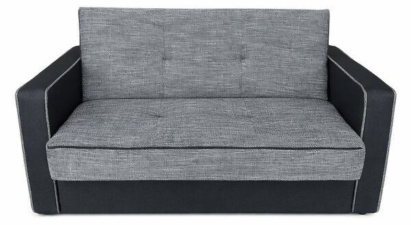 Canapea SAMY NEXT extensibila, 2 locuri, cu lada de depozitare, stofa gri inchis cu gri deschis, cadru metalic, 152x100x92 cm stofa, Gri Inchis + Gri