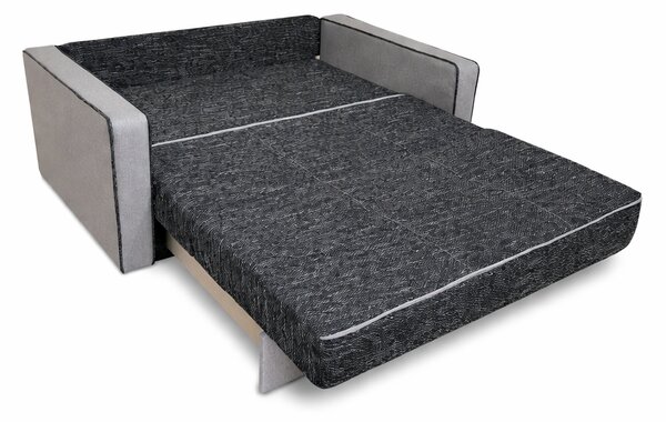 Canapea SAMY NEXT extensibila, 2 locuri, cu lada de depozitare, stofa gri cu negru, cadru metalic, 152x100x92 cm Gri + Negru, stofa