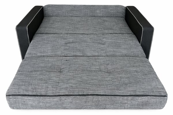 Canapea SAMY NEXT extensibila, 2 locuri, cu lada de depozitare, stofa gri inchis cu gri deschis, cadru metalic, 152x100x92 cm stofa, Gri Inchis + Gri