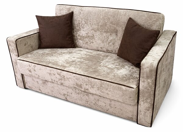 Canapea SAMY NEXT extensibila, 2 locuri, cu lada de depozitare, catifea plusata bej , cadru metalic, 152x100x92 cm catifea plusata, Bej