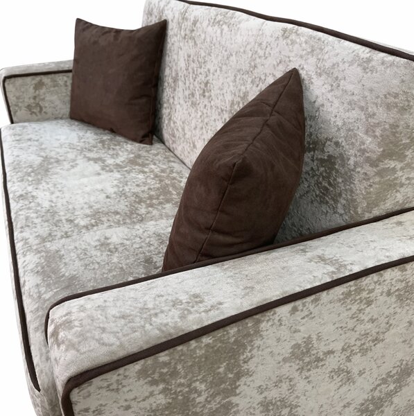 Canapea SAMY NEXT extensibila, 2 locuri, cu lada de depozitare, catifea plusata bej , cadru metalic, 152x100x92 cm catifea plusata, Bej