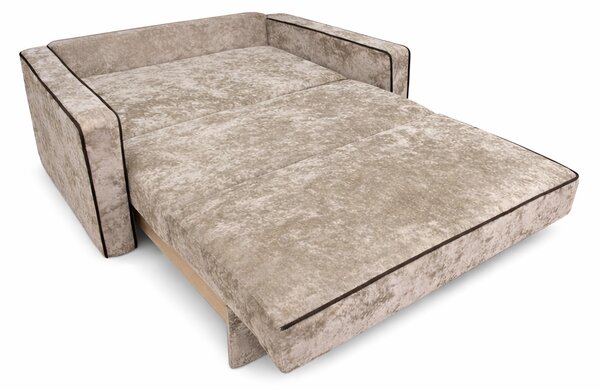 Canapea SAMY NEXT extensibila, 2 locuri, cu lada de depozitare, catifea plusata bej , cadru metalic, 152x100x92 cm catifea plusata, Bej