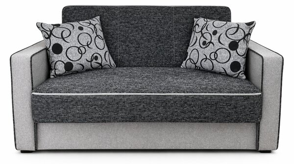 Canapea SAMY NEXT extensibila, 2 locuri, cu lada de depozitare, stofa gri cu negru, cadru metalic, 152x100x92 cm Gri + Negru, stofa