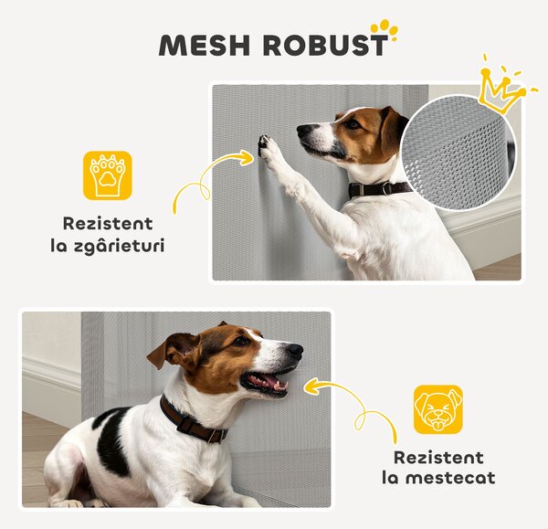 PawHut Poartă Extensibilă pentru Câini până la 115 cm, Alb și Gri | Aosom Romania