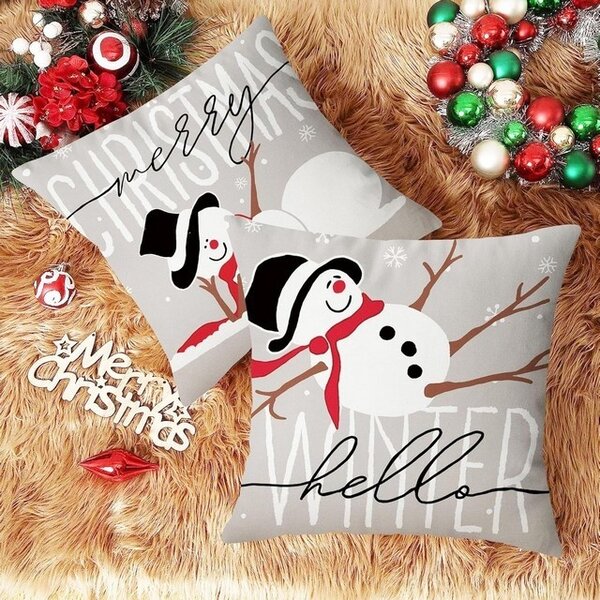 Fete de perna decorative, 45x45, 4 bucati, decoratiune de Craciun, Let it snow