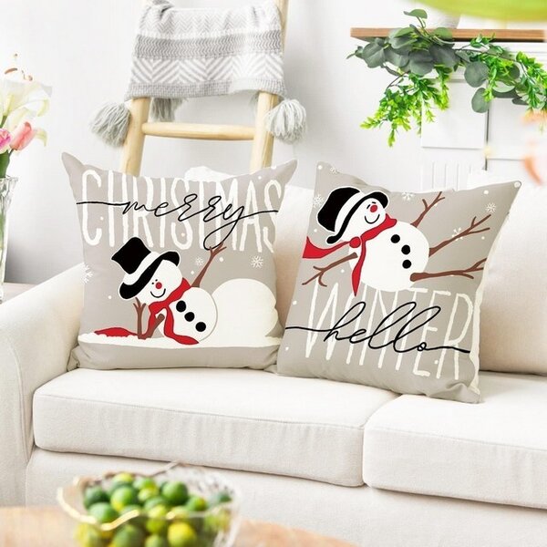 Fete de perna decorative, 45x45, 4 bucati, decoratiune de Craciun, Let it snow
