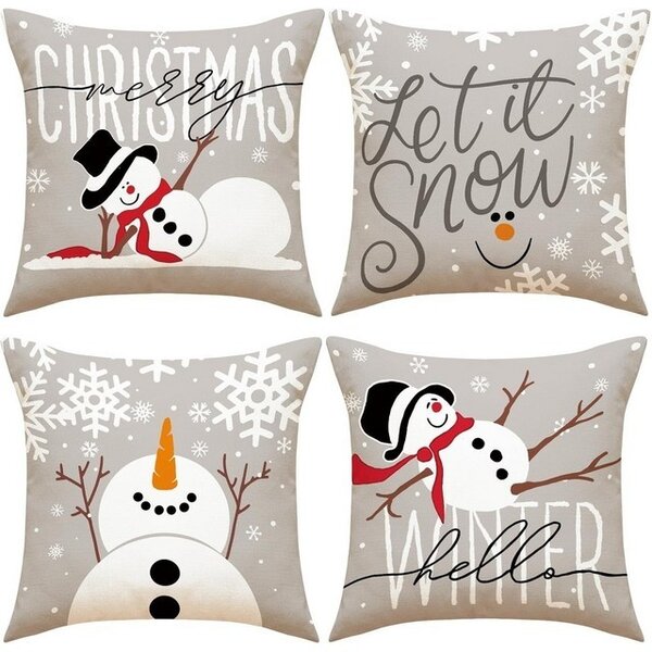Fete de perna decorative, 45x45, 4 bucati, decoratiune de Craciun, Let it snow