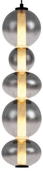 Lampă suspendată Art Deco neagră cu sticlă fumurie și transparentă 5 lumini incl. LED - Lizzy