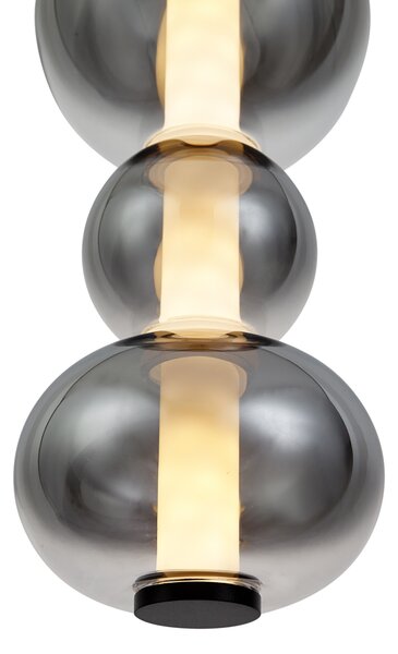 Lampă suspendată Art Deco neagră cu sticlă fumurie și transparentă 3 lumini incl. LED - Lizzy