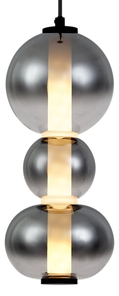 Lampă suspendată Art Deco neagră cu sticlă fumurie și transparentă 3 lumini incl. LED - Lizzy