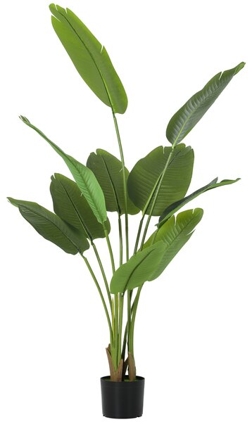 HOMCOM Plantă Artificială de 160 cm cu 10 Frunze din PEVA Verde cu Ghiveci, Ø16.5x13.5 cm | Aosom Romania