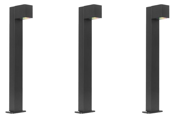 Set de 3 lămpi inteligente de exterior negre 65cm IP44 Incl. Zigbee GU10 - Baleno
