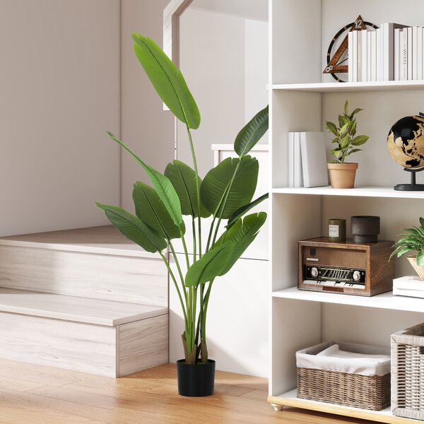 HOMCOM Plantă Artificială de 160 cm cu 10 Frunze din PEVA Verde cu Ghiveci, Ø16.5x13.5 cm | Aosom Romania