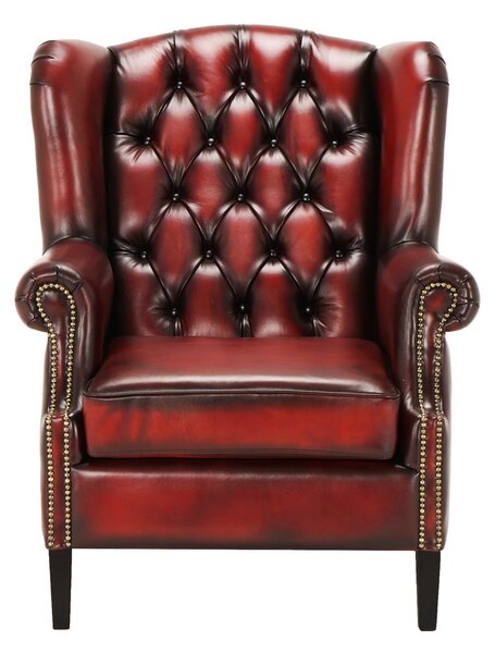 Fotoliu din piele Chesterfield Hemingway Flame Vintage FlamingRed