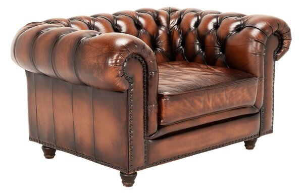 Fotoliu din piele Chesterfield Austen Light Vintage Coniac