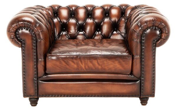 Fotoliu din piele Chesterfield Austen Light Vintage Coniac