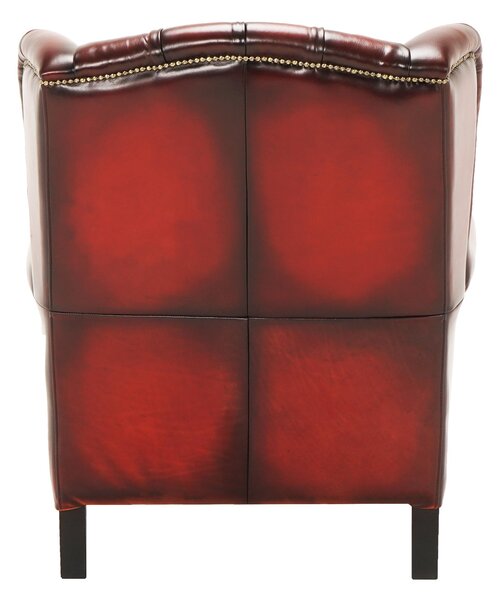 Fotoliu din piele Chesterfield Hemingway Flame Vintage FlamingRed